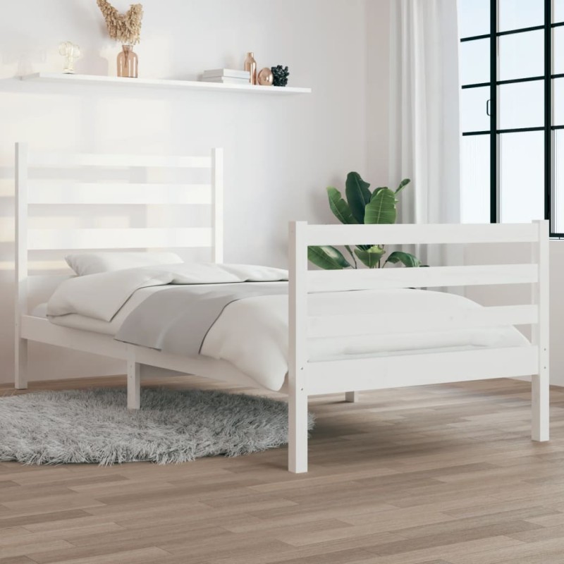 Estrutura de cama 90x200 cm pinho maciço branco-Camas e estruturas de camas-Home Retail