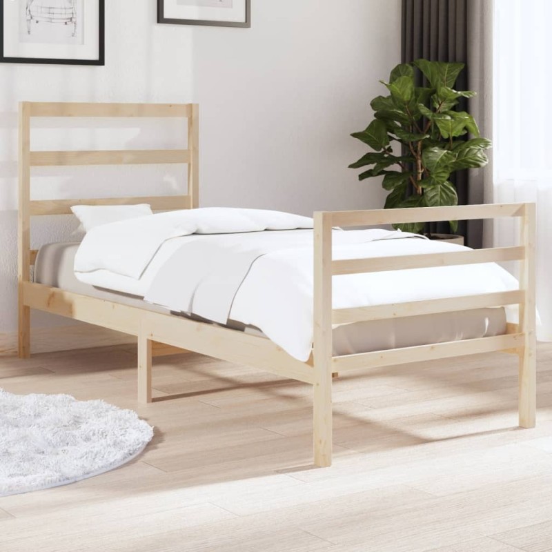 Estrutura de cama pequena solteiro 2FT6 75x190 cm pinho maciço-Camas e estruturas de camas-Home Retail