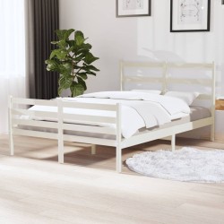 Estrutura de cama pequena casal 120x190 cm pinho maciço branco