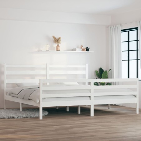 Estrutura de cama 200x200 cm pinho maciço branco