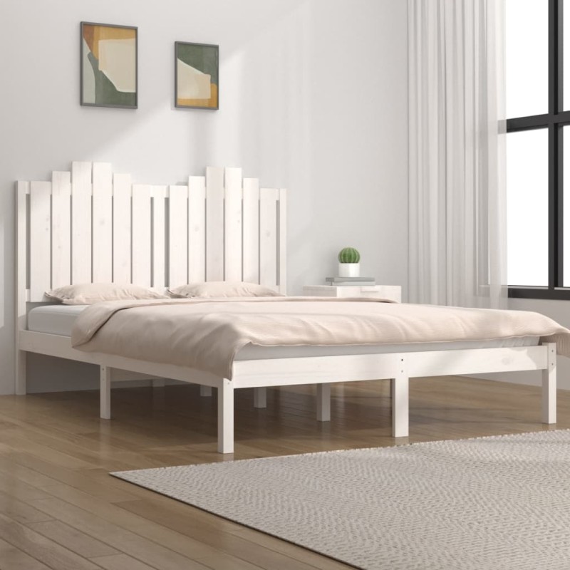 Estrutura de cama 120x200 cm pinho maciço branco-Camas e estruturas de camas-Home Retail