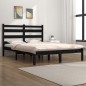 Estrutura de cama dupla 4FT6 135x190 cm pinho maciço preto