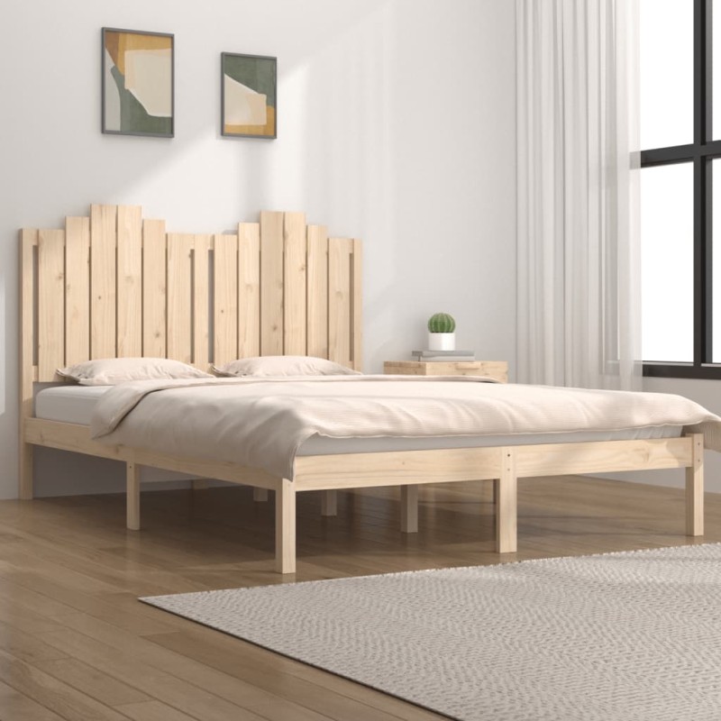 Estrutura de cama king 150x200 cm pinho maciço-Camas e estruturas de camas-Home Retail