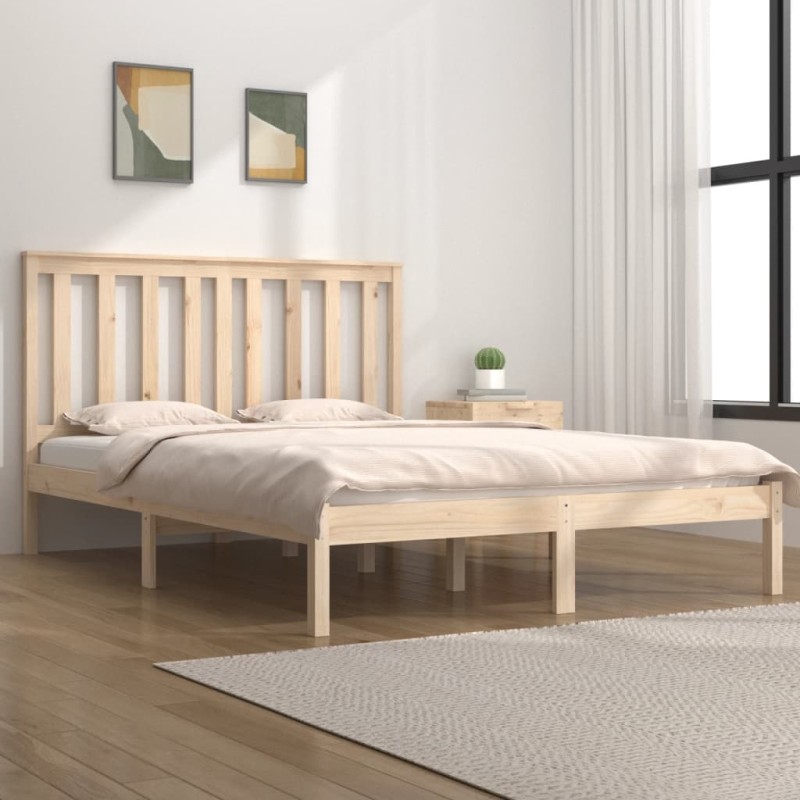 Estrutura de cama pequena casal 120x190 cm pinho maciço-Camas e estruturas de camas-Home Retail