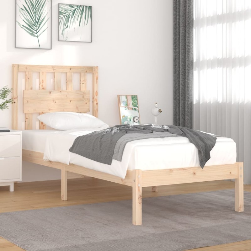 Estrutura de cama solteiro 90x190 cm pinho maciço-Camas e estruturas de camas-Home Retail