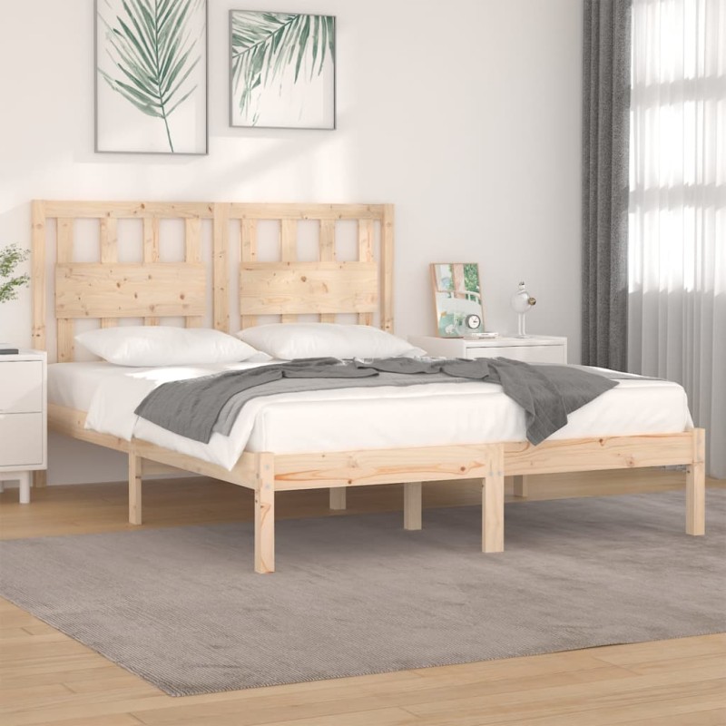 Estrutura de cama 120x200 cm madeira de pinho maciça-Camas e estruturas de camas-Home Retail