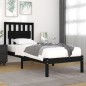 Estrutura cama de solteiro 90x190 cm pinho maciço preto