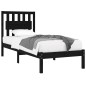 Estrutura cama de solteiro 90x190 cm pinho maciço preto