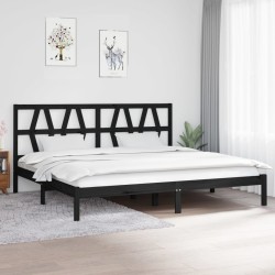 Estrutura de cama 200x200 cm pinho maciço preto