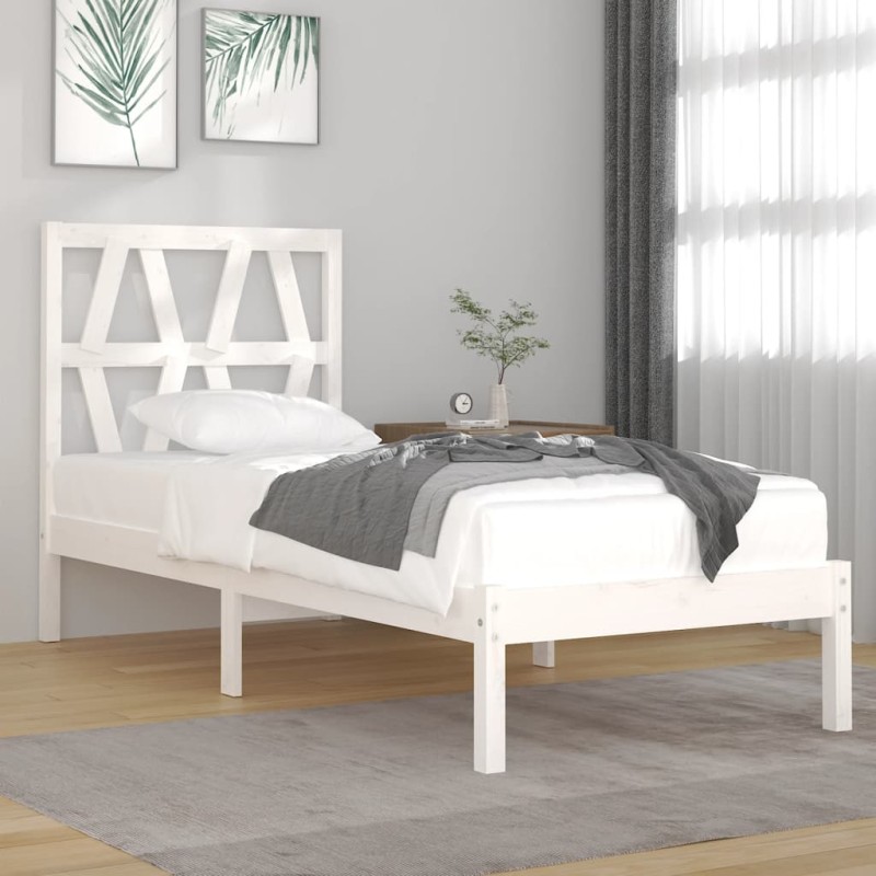 Estrutura de cama 100x200 cm pinho maciço branco-Camas e estruturas de camas-Home Retail