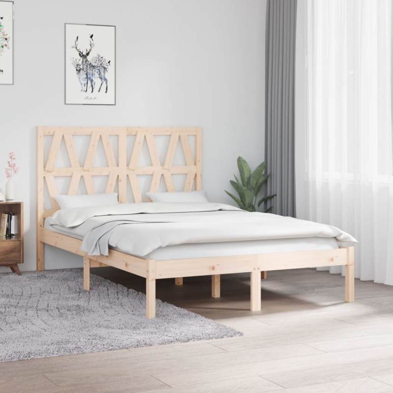 Estrutura de cama pequena casal 120x190 cm pinho maciço-Camas e estruturas de camas-Home Retail