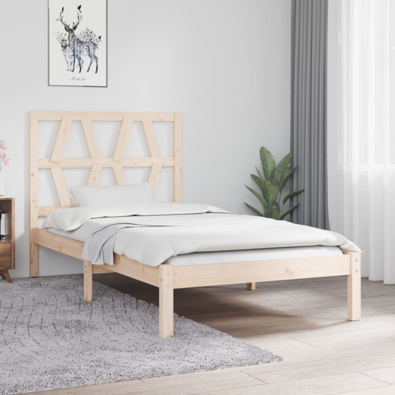 Estrutura de cama solteiro 90x190 cm pinho maciço-Camas e estruturas de camas-Home Retail