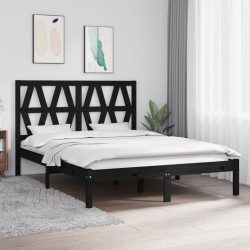 Estrutura de cama 140x190 cm madeira de pinho maciça preto