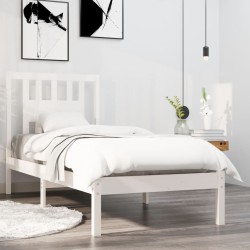 Estrutura de cama solteiro 90x190 cm madeira maciça branco