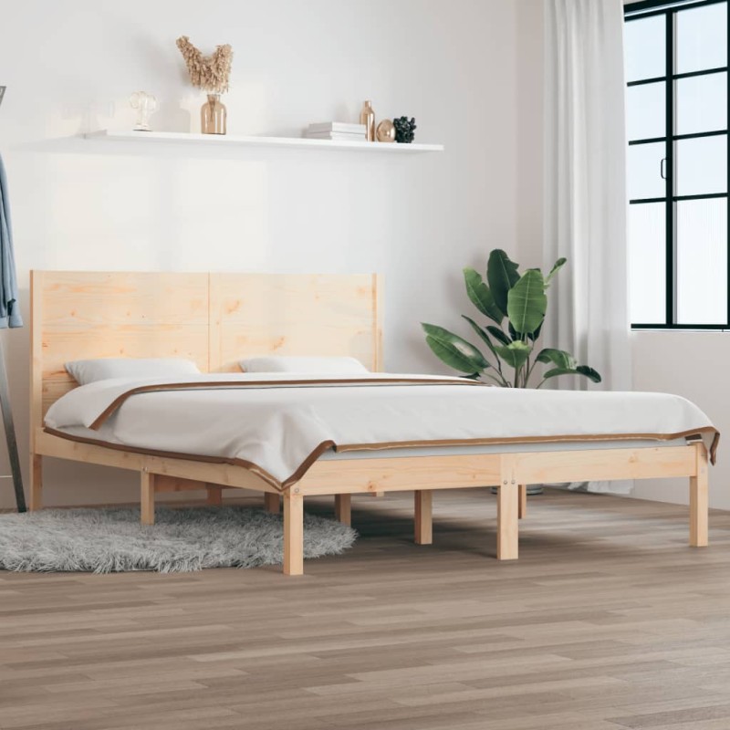 Estrutura de cama 140x190 cm pinho maciço-Camas e estruturas de camas-Home Retail