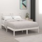 Estrutura de cama 140x190 cm madeira de pinho maciça branco