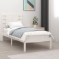 Estrutura de cama solteiro 90x190 cm madeira maciça branco