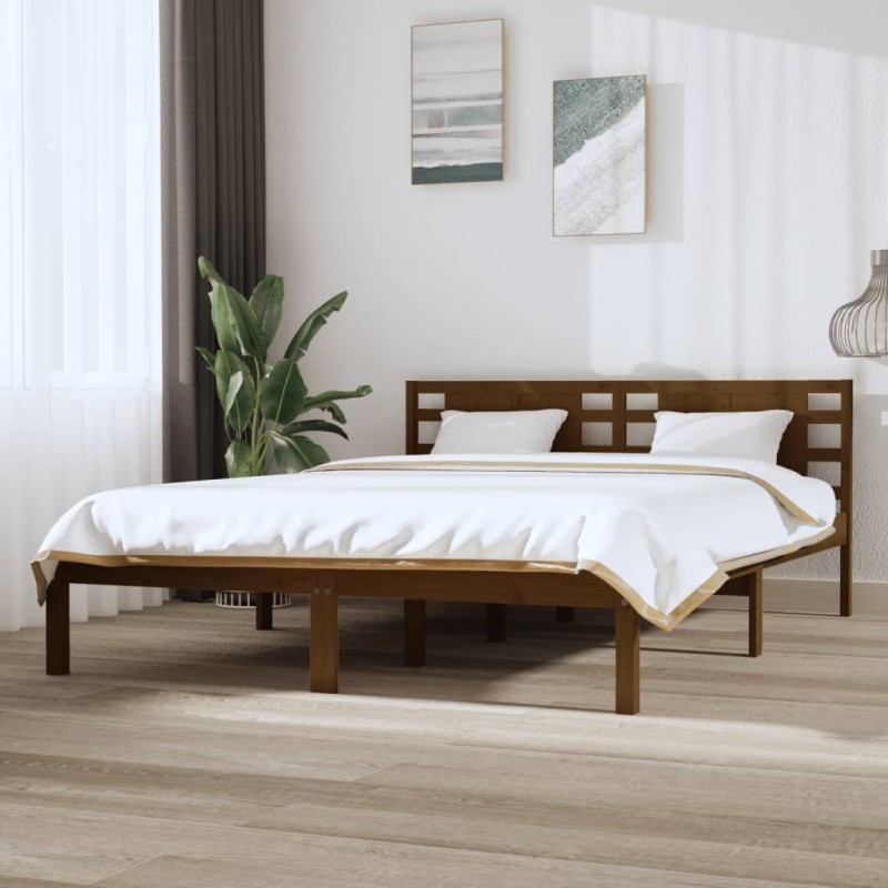 Estrutura de cama 120x200 cm madeira pinho maciço castanho mel-Camas e estruturas de camas-Home Retail