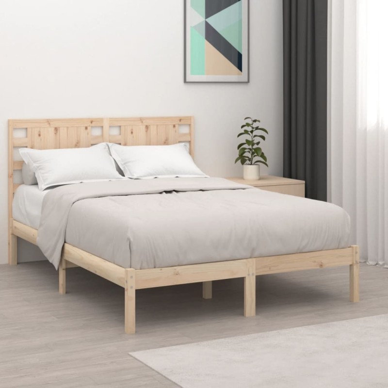 Estrutura de cama king 150x200 cm madeira maciça-Camas e estruturas de camas-Home Retail