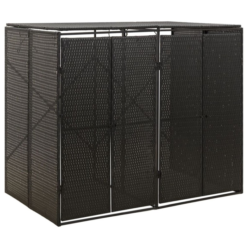 Unidade dupla p/ caixotes do lixo 140x80x117 vime PE preto-Estruturas para contentores de lixo-Home Retail