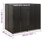 Unidade dupla p/ caixotes do lixo 140x80x117 vime PE preto