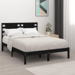 Estrutura cama pequena casal 120x190 cm pinho maciço preto