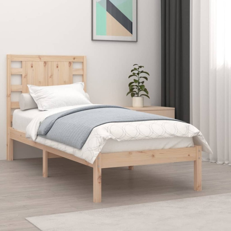 Estrutura de cama pequena solteiro 75x190 cm madeira maciça-Camas e estruturas de camas-Home Retail