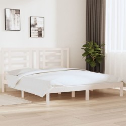 Estrutura de cama super king pinho maciço 180x200 cm branco