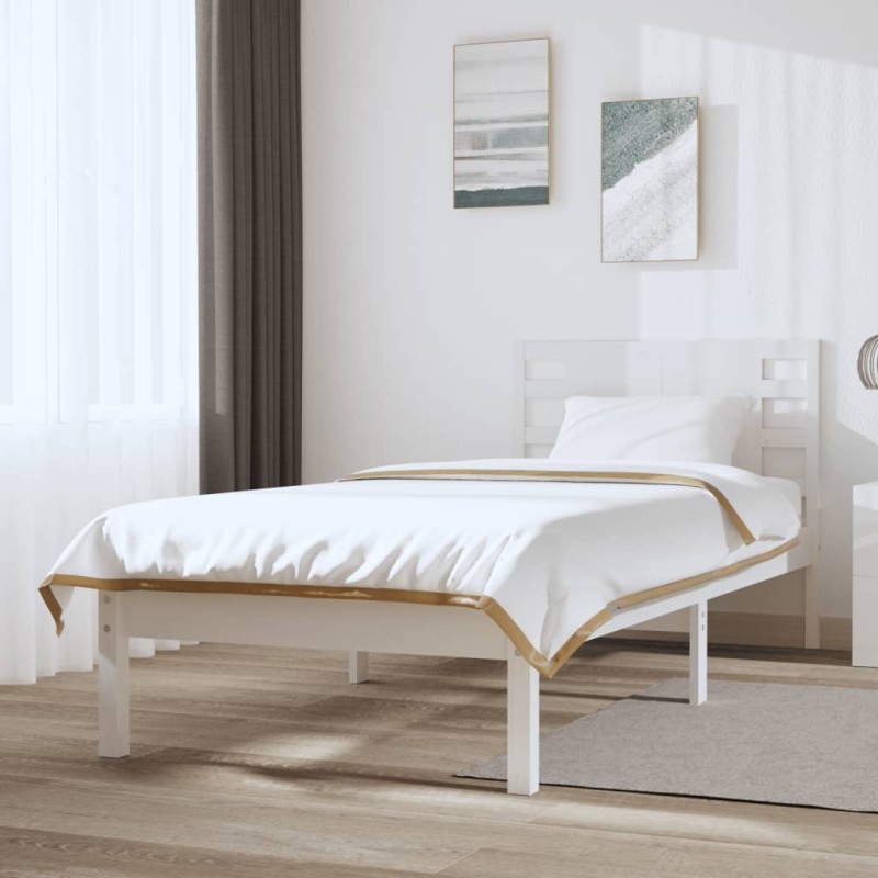 Estrutura de cama 100x200 cm pinho maciço branco-Camas e estruturas de camas-Home Retail