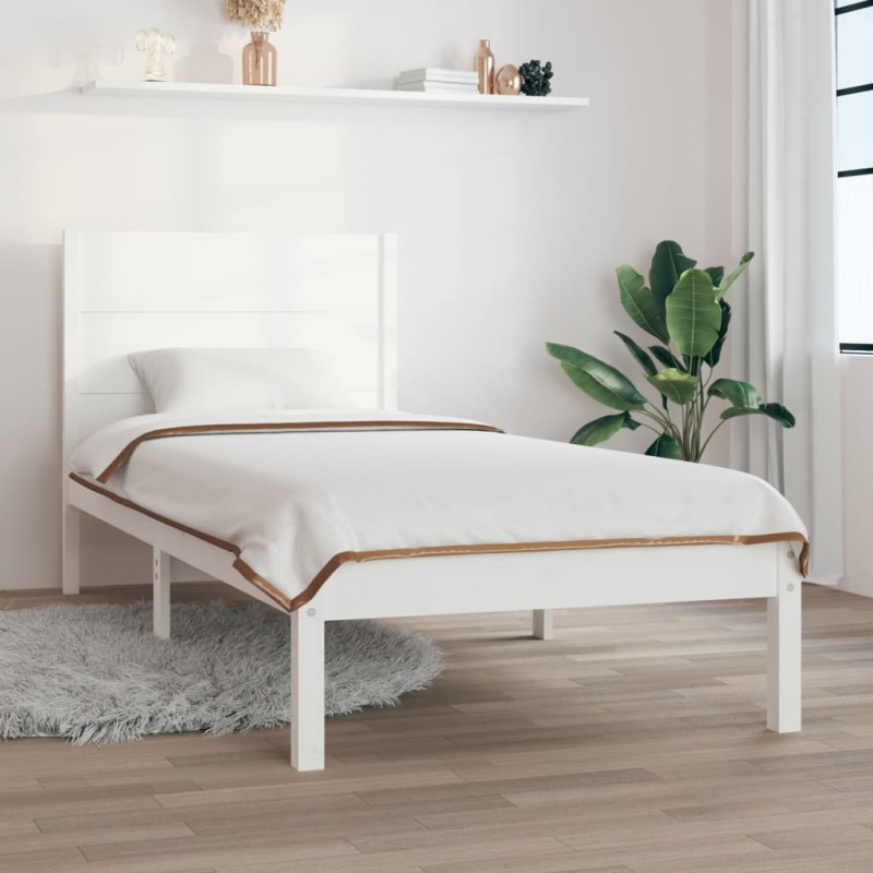 Estrutura de cama 100x200 cm pinho maciço branco-Camas e estruturas de camas-Home Retail