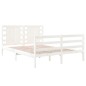 Estrutura de cama pequena casal 120x190 cm pinho maciço branco