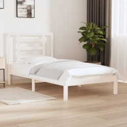 Estrutura de cama 100x200 cm pinho maciço branco