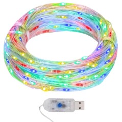 Cordão de micro luzes 40 m 400 LED 8 funções colorido