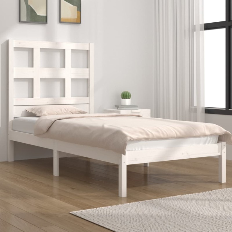 Estrutura de cama 100x200 cm pinho maciço branco-Camas e estruturas de camas-Home Retail