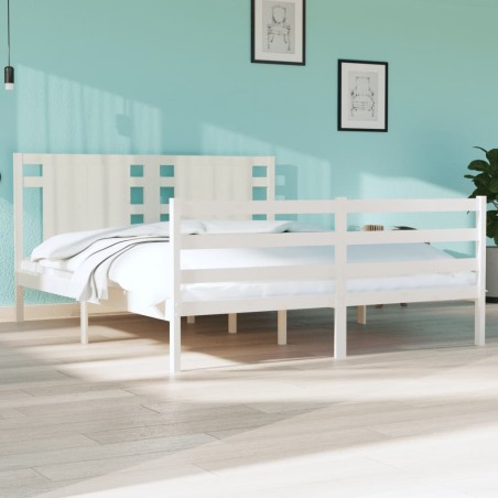 Estrutura de cama king 150x200 cm pinho maciço branco