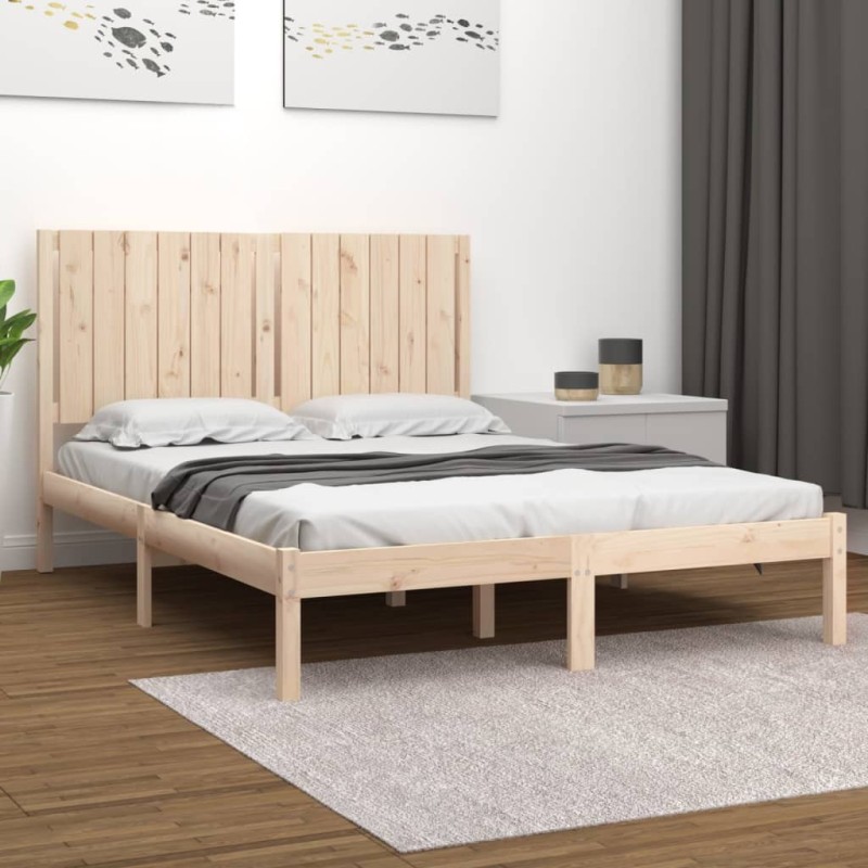 Estrutura de cama 140x190 cm pinho maciço-Camas e estruturas de camas-Home Retail