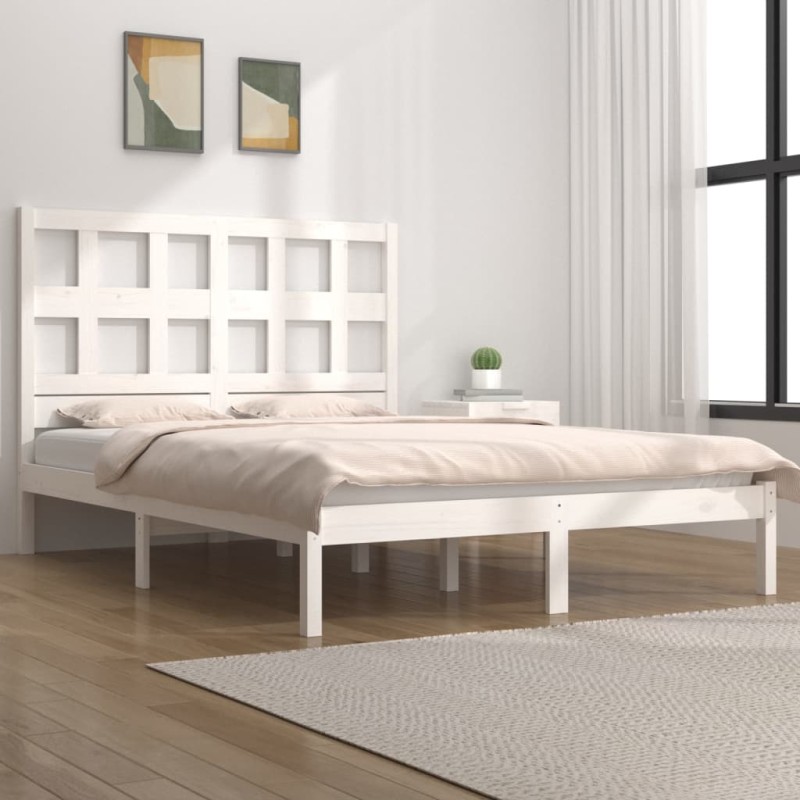 Estrutura de cama 120x200 cm pinho maciço branco-Camas e estruturas de camas-Home Retail