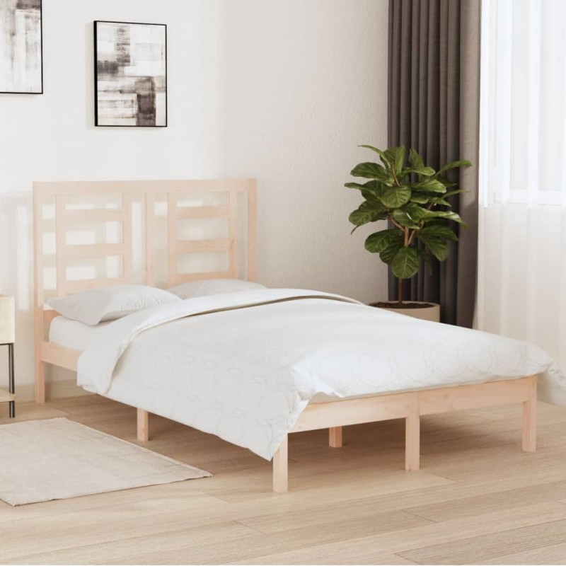 Estrutura de cama pequena casal 120x190 cm pinho maciço-Camas e estruturas de camas-Home Retail