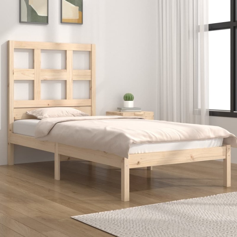 Estrutura de cama solteiro 90x190 cm pinho maciço-Camas e estruturas de camas-Home Retail