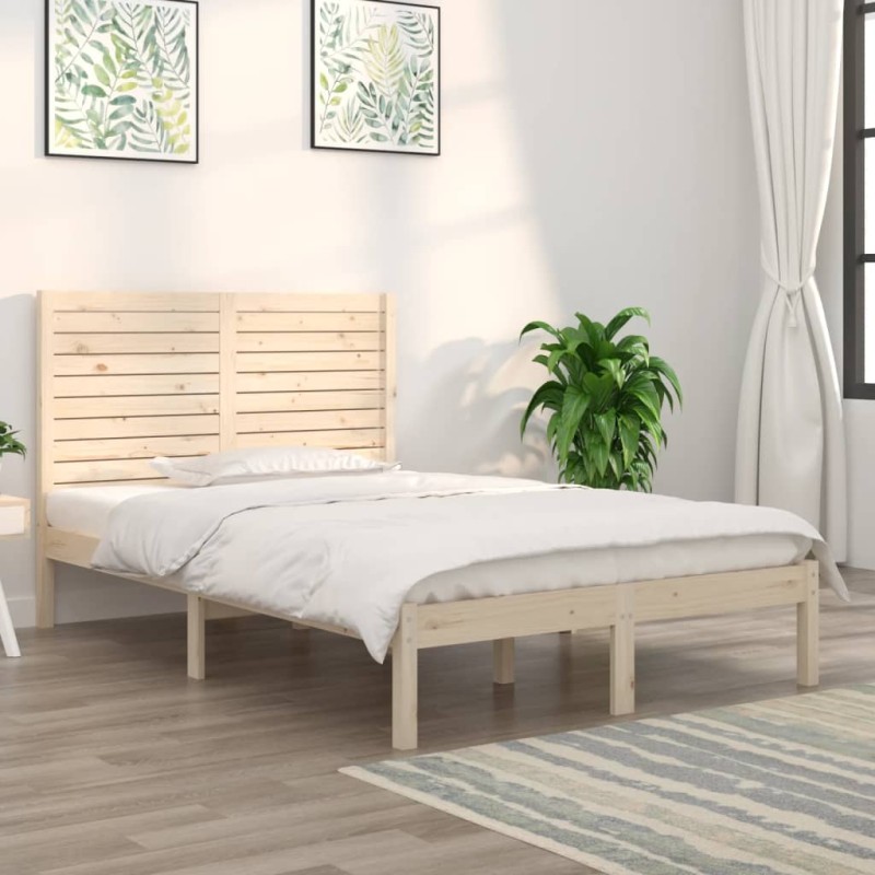 Estrutura de cama dupla pequena 4FT 120x190 cm madeira maciça-Camas e estruturas de camas-Home Retail