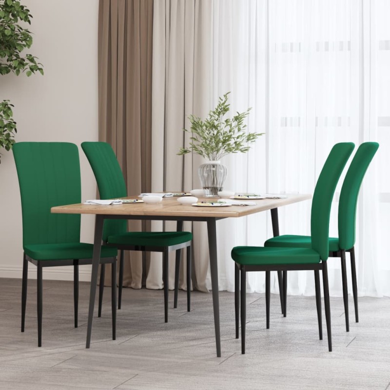 Cadeiras de jantar 4 pcs veludo verde-escuro-Cadeiras de cozinha e sala de jantar-Home Retail