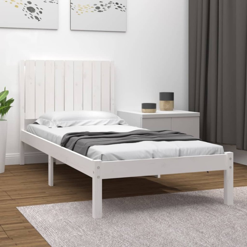 Estrutura de cama solteiro 90x190 cm pinho maciço branco-Camas e estruturas de camas-Home Retail