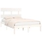 Estrutura de cama 140x190 cm madeira maciça branco