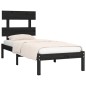 Estrutura de cama solteiro 90x190 cm madeira maciça preto