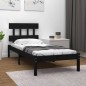 Estrutura de cama solteiro 90x190 cm madeira maciça preto