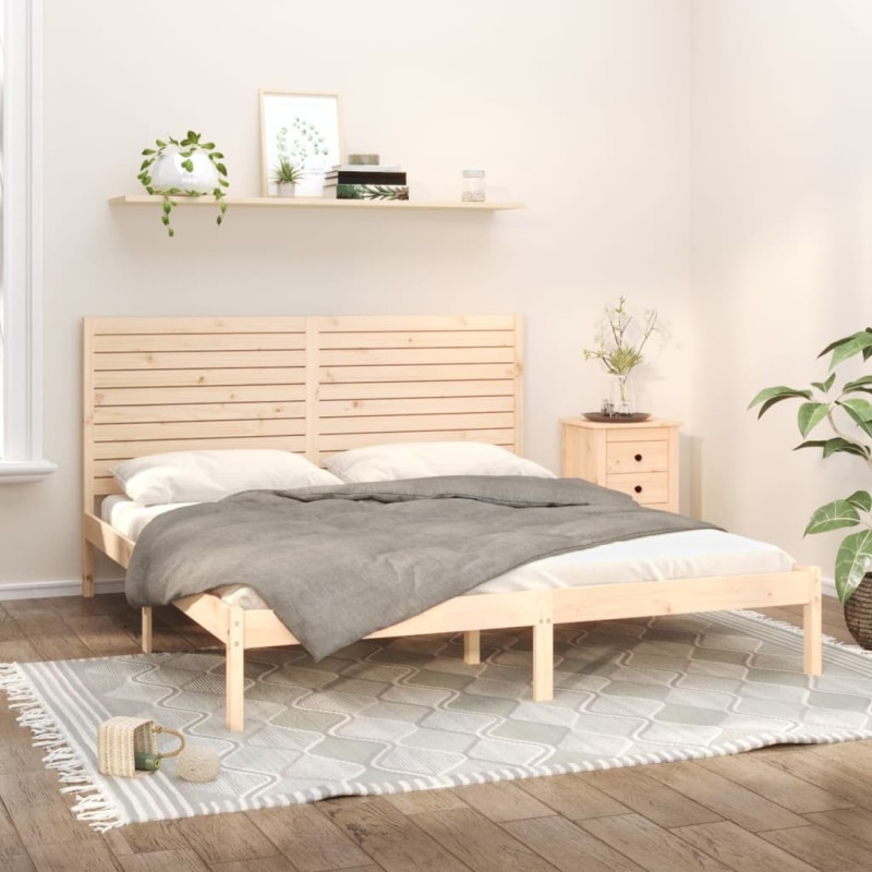 Estrutura de cama 200x200 cm madeira maciça-Camas e estruturas de camas-Home Retail