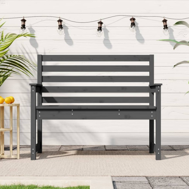 Banco de jardim 109x48x91,5 cm madeira de pinho maciça cinzento-Bancos de jardim-Home Retail