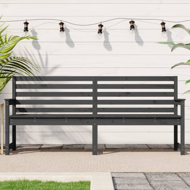 Banco de jardim 203,5x48x91,5 cm madeira de pinho maciça cinza-Bancos de jardim-Home Retail