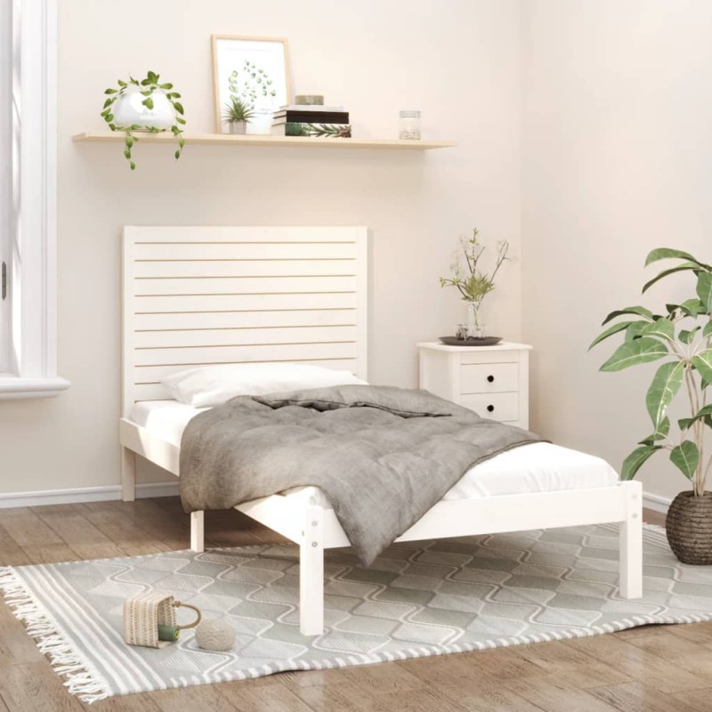 Estrutura de cama 100x200 cm madeira maciça branco-Camas e estruturas de camas-Home Retail