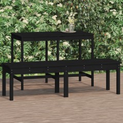 Banco de jardim c/ 2 lugares 159,5x44x45 cm pinho maciço preto